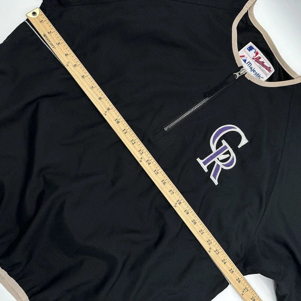 Majestic Colorado Rockies Black Short Sleeve‎ 1/4 Zip Pullover Men's Large L Y2K